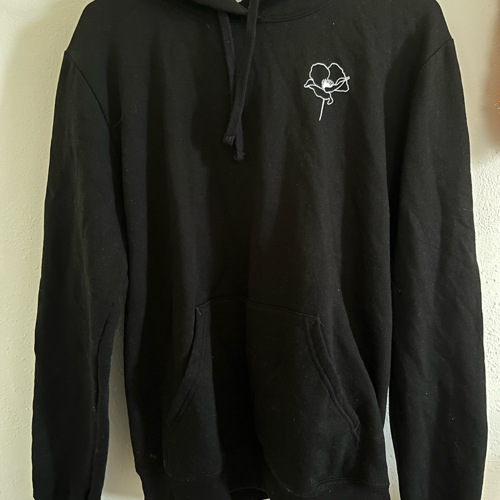 Black Hoodie with Floral Design